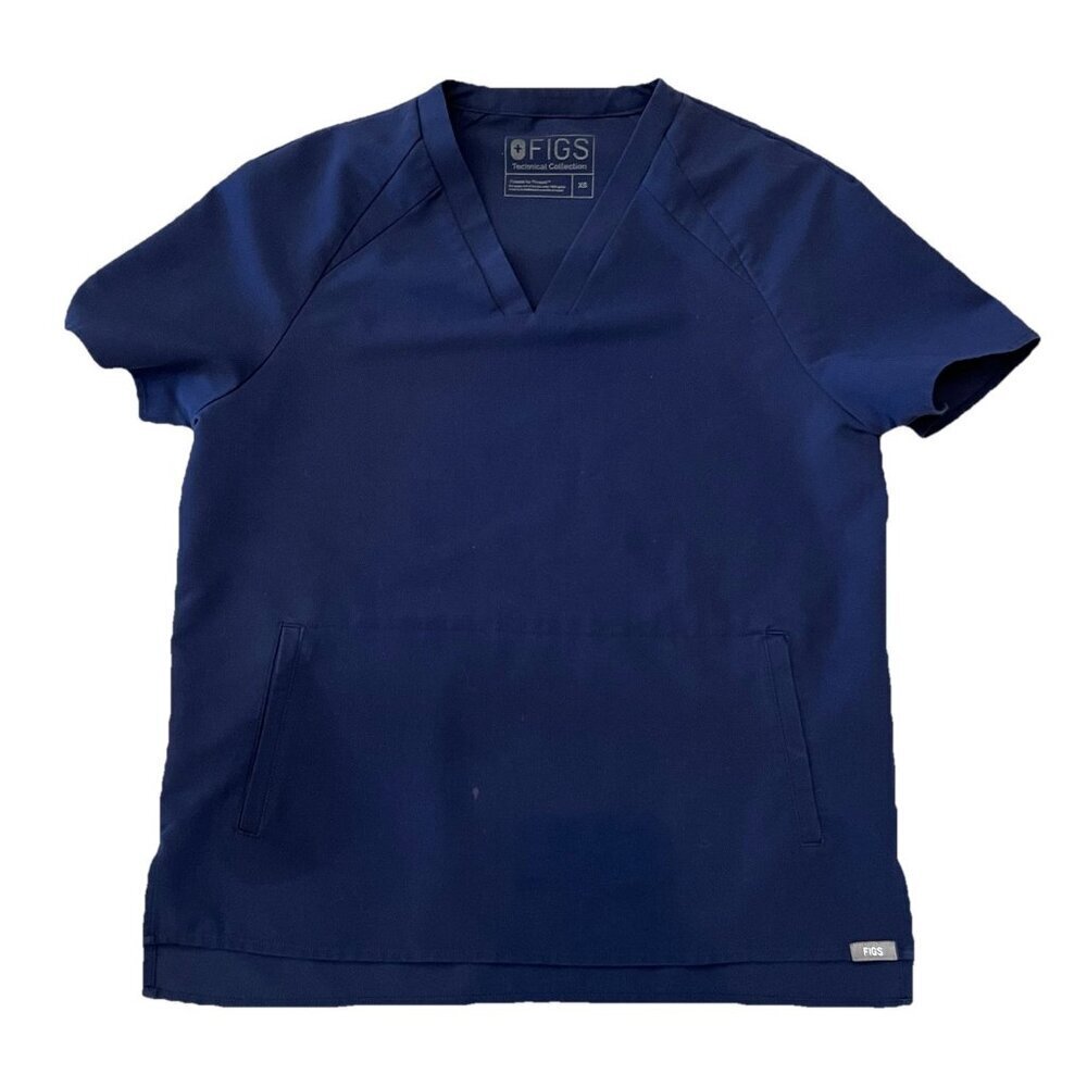 Figs Women’s Kangaroo Pocket Scrub Top Size XS W19SW1011 Navy Blue Medical
